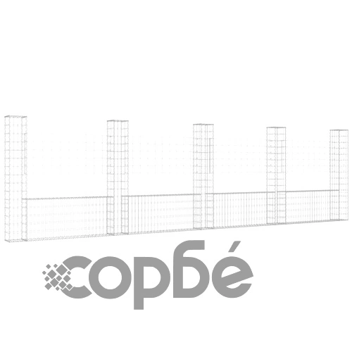 U-образна габионна кошница с 5 стълба, желязо, 500x20x150 см ➤ топ цена ➤ sorbe.bg