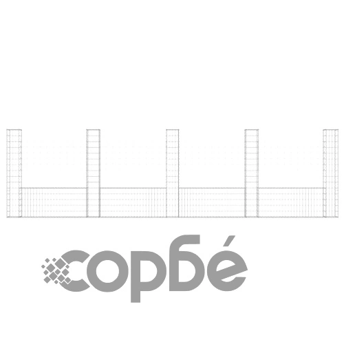 U-образна габионна кошница с 5 стълба, желязо, 500x20x150 см ➤ топ цена ➤ sorbe.bg