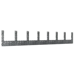 U-образна габионна кошница с 8 стълба, желязо, 860x20x150 см