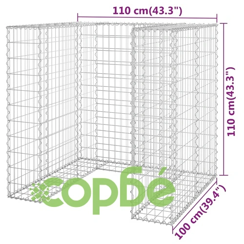 Габионна стена за контейнер поцинкована стомана 110x100x110 см ➤ топ цена ➤ sorbe.bg
