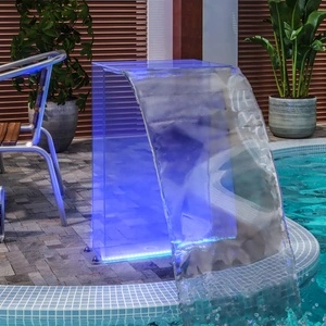 Фонтан за басейн с RGB светодиоди, акрил, 51 см