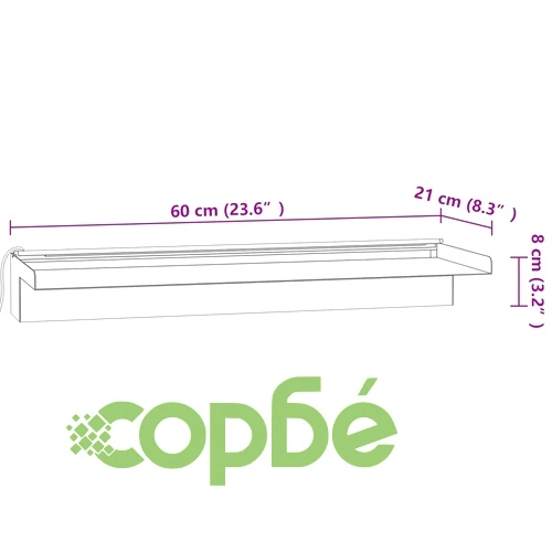 Преливник за водопад с RGB LED, неръждаема стомана, 60 см ➤ топ цена ➤ sorbe.bg