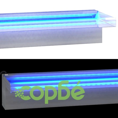 Преливник за водопад с RGB LED, неръждаема стомана, 90 см ➤ топ цена ➤ sorbe.bg