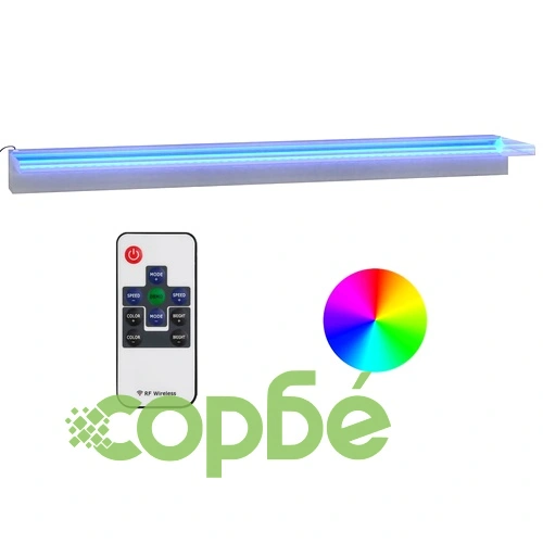 Преливник за водопад с RGB LED, неръждаема стомана, 108 см ➤ топ цена ➤ sorbe.bg