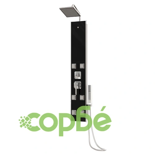 Душ панел, стъклен, 18x45,5x130 см, черен ➤ топ цена ➤ sorbe.bg