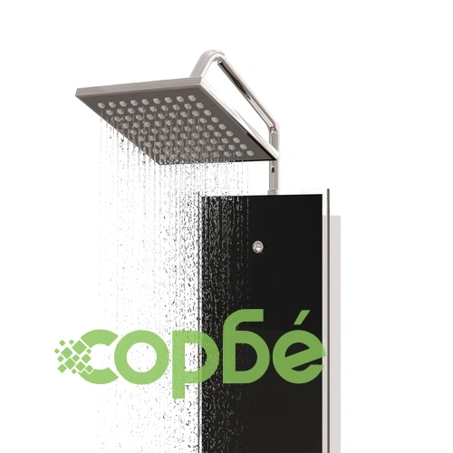 Душ панел, стъклен, 18x45,5x130 см, черен ➤ топ цена ➤ sorbe.bg