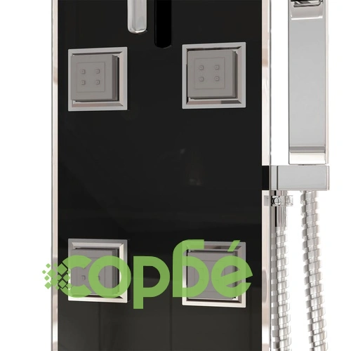 Душ панел, стъклен, 18x45,5x130 см, черен ➤ топ цена ➤ sorbe.bg