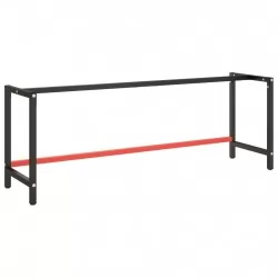 Рамка за работна маса матово черно и червено 220x57x79 см метал