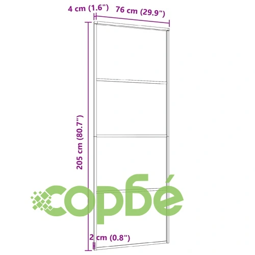 Плъзгаща се врата матирано ESG стъкло и алуминий 76x205 см бяла ➤ топ цена ➤ sorbe.bg