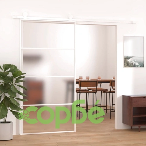 Плъзгаща се врата, ESG стъкло и алуминий, 102,5x205 см, бяла ➤ топ цена ➤ sorbe.bg