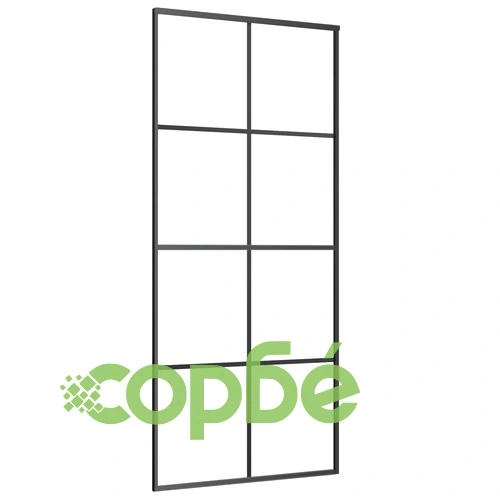 Плъзгаща се врата, черна, 90x205 см, ESG стъкло и алуминий ➤ топ цена ➤ sorbe.bg