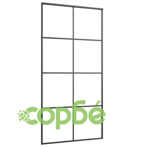 Плъзгаща се врата ESG стъкло и алуминий 102,5x205 см черна ➤ топ цена ➤ sorbe.bg