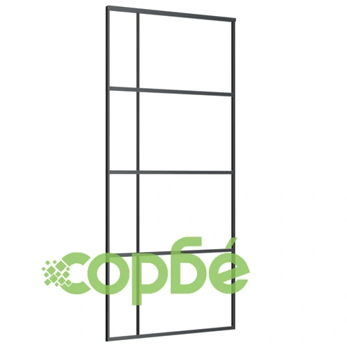 Плъзгаща се врата матирано ESG стъкло/алуминий 90x205 см черна ➤ топ цена ➤ sorbe.bg