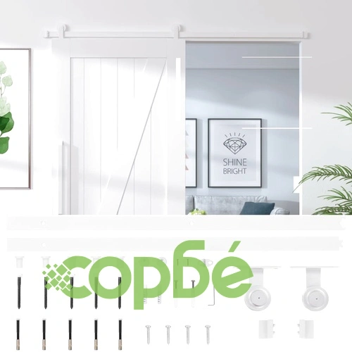 Механизъм за плъзгаща се врата, 200 см, стомана, бял ➤ топ цена ➤ sorbe.bg