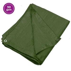 Брезент, 90 г/кв.м., 4x5 м, зелен, HDPE
