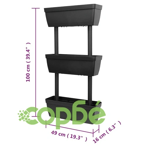 Градински сандъци, 6 бр, 100 см, антрацит ➤ топ цена ➤ sorbe.bg