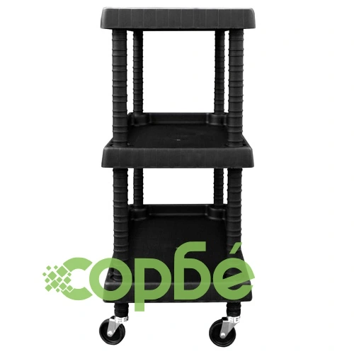 3-етажна количка за инструменти за гараж черна 75x37,5x92 см PP ➤ топ цена ➤ sorbe.bg