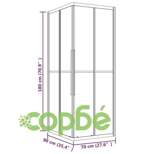 Душ кабина, матирано ESG стъкло, 90x70x180 см ➤ топ цена ➤ sorbe.bg