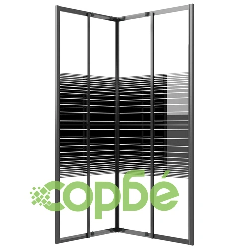 Душ кабина на ивици, ESG, 90x70x180 см, черна ➤ топ цена ➤ sorbe.bg