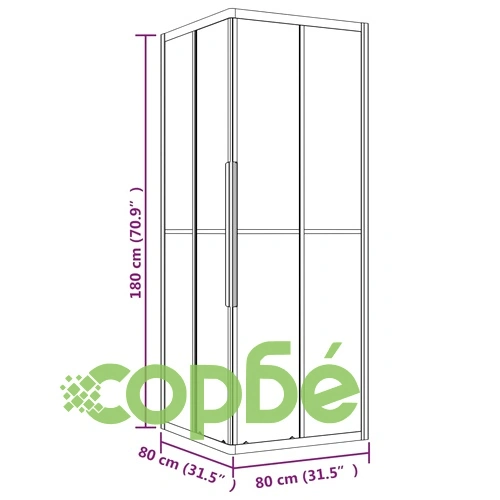 Душ кабина, полуматирано ESG стъкло, 80x80x180 см ➤ топ цена ➤ sorbe.bg