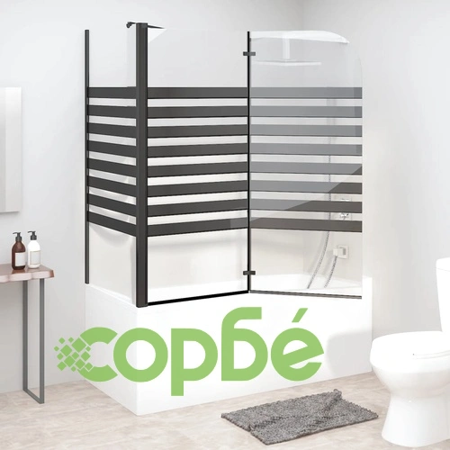 Параван за вана на ивици, 120x68x130 см, закалено стъкло ➤ топ цена ➤ sorbe.bg