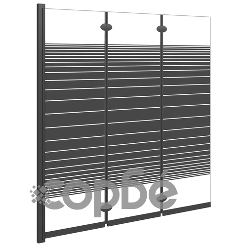 Сгъваема душ преграда, 3 панела, 130x130 см, ESG, черна ➤ топ цена ➤ sorbe.bg