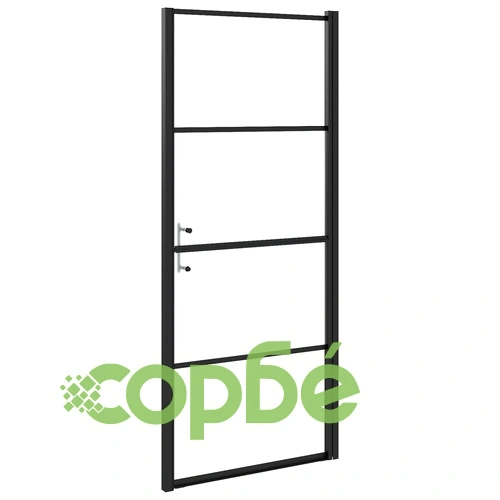 Врата за душ, 81x195 см, полуматирано закалено стъкло, черна ➤ топ цена ➤ sorbe.bg