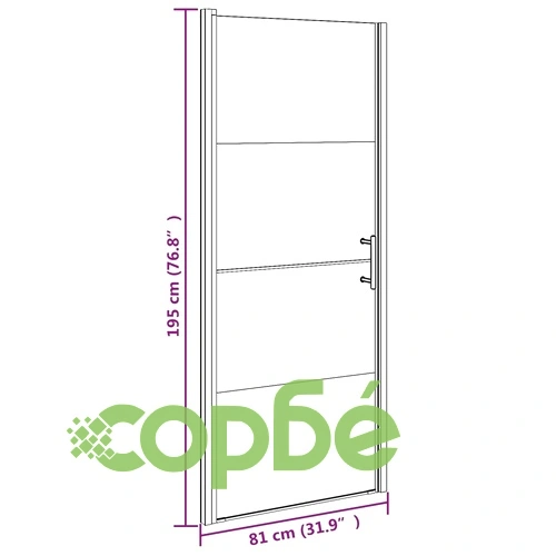 Врата за душ, 81x195 см, полуматирано закалено стъкло, черна ➤ топ цена ➤ sorbe.bg