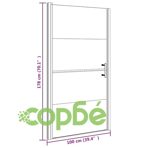 Врата за душ, 100x178 см, полуматирано закалено стъкло, черна ➤ топ цена ➤ sorbe.bg
