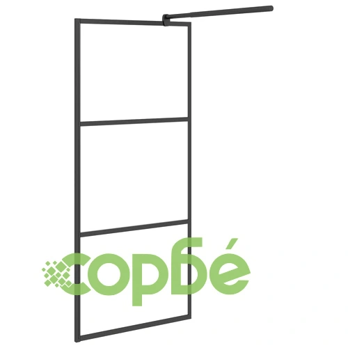 Параван за баня, 90x195 см, полуматирано ESG стъкло, черно ➤ топ цена ➤ sorbe.bg