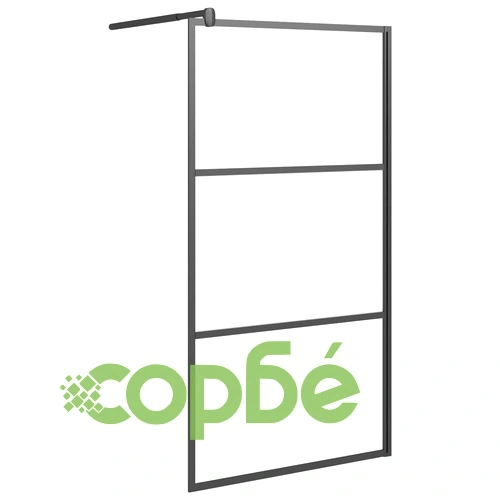 Параван за баня, 100x195 см, полуматирано ESG стъкло, черно ➤ топ цена ➤ sorbe.bg