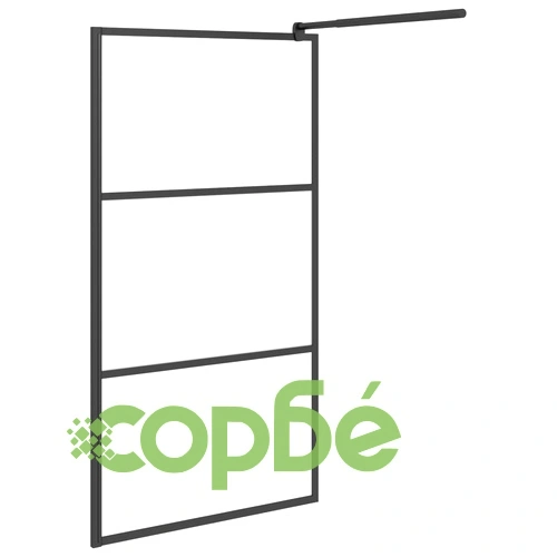 Параван за баня, 100x195 см, полуматирано ESG стъкло, черно ➤ топ цена ➤ sorbe.bg