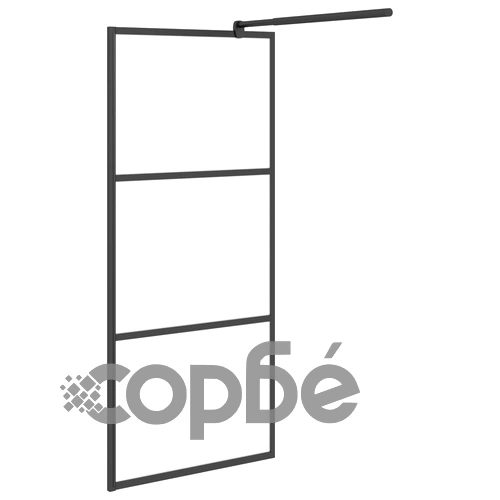 Параван за баня, 80x195 см, матирано ESG стъкло, черно ➤ топ цена ➤ sorbe.bg