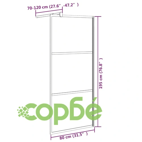 Параван за баня, 80x195 см, матирано ESG стъкло, черно ➤ топ цена ➤ sorbe.bg