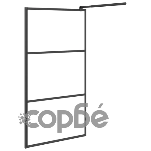 Параван за баня, 100x195 см, матирано ESG стъкло, черно ➤ топ цена ➤ sorbe.bg