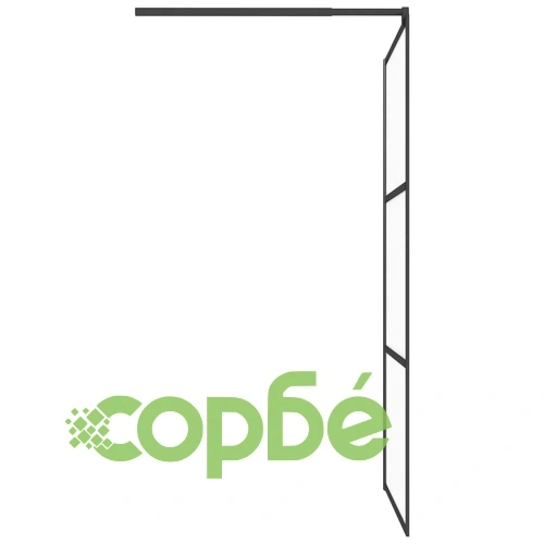 Параван за баня, 100x195 см, матирано ESG стъкло, черно ➤ топ цена ➤ sorbe.bg