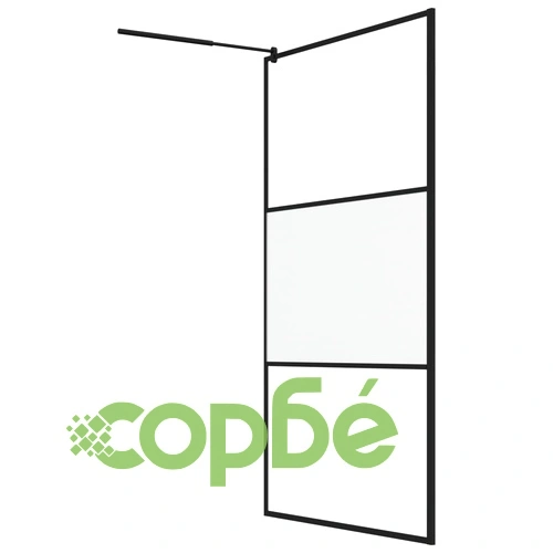 Параван за баня, 115x195 см, матирано ESG стъкло, черна ➤ топ цена ➤ sorbe.bg