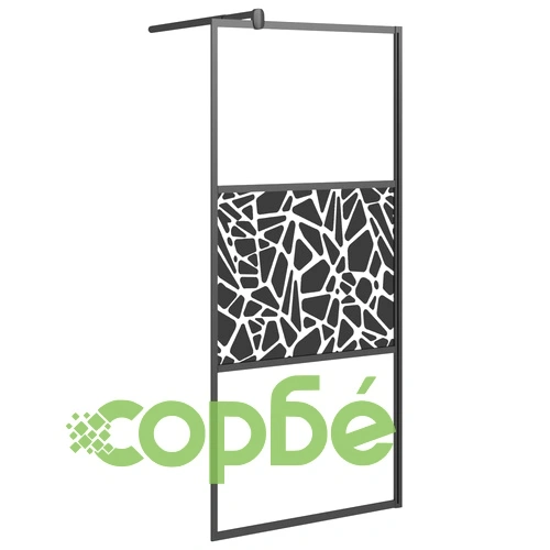 Параван за баня 80x195 см ESG стъкло с каменен дизайн черен ➤ топ цена ➤ sorbe.bg