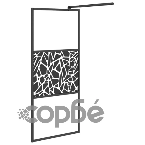 Параван за баня 80x195 см ESG стъкло с каменен дизайн черен ➤ топ цена ➤ sorbe.bg