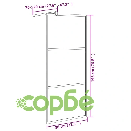 Параван за баня 80x195 см ESG стъкло с каменен дизайн черен ➤ топ цена ➤ sorbe.bg