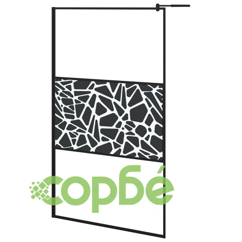 Параван за баня 115x195 см ESG стъкло с каменен дизайн черен ➤ топ цена ➤ sorbe.bg