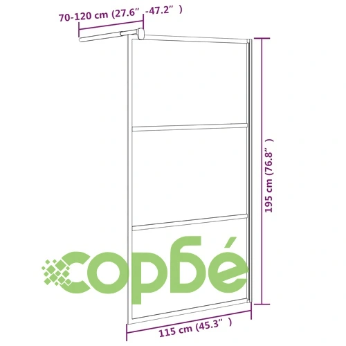 Параван за баня 115x195 см ESG стъкло с каменен дизайн черен ➤ топ цена ➤ sorbe.bg