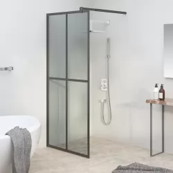 Параван за баня, 80x195 см, тъмно закалено стъкло 
