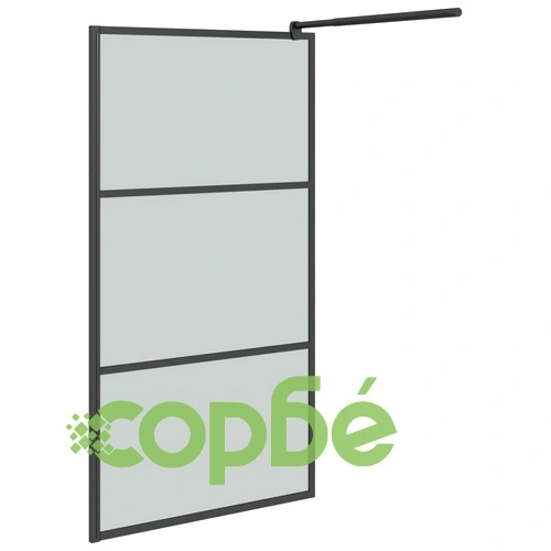 Параван за баня, 100x195 см, затъмнено ESG стъкло, черен ➤ топ цена ➤ sorbe.bg