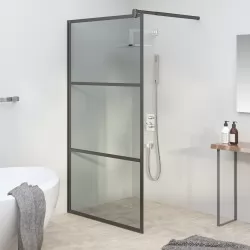 Параван за баня, 100x195 см, затъмнено ESG стъкло, черен