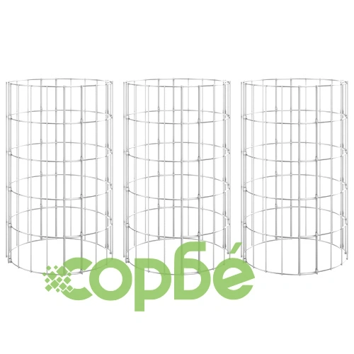 Габион кръгли повдигнати лехи 3 бр поцинкована стомана Ø30x50см ➤ топ цена ➤ sorbe.bg