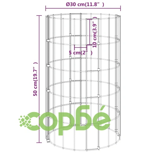 Габион кръгли повдигнати лехи 3 бр поцинкована стомана Ø30x50см ➤ топ цена ➤ sorbe.bg