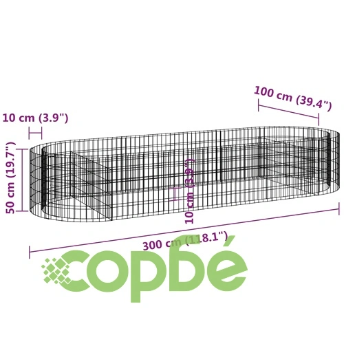Габион повдигната леха, поцинковано желязо, 300x100x50 cм ➤ топ цена ➤ sorbe.bg