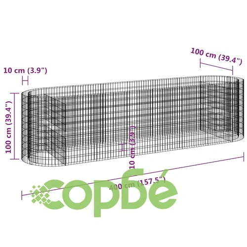 Габион повдигната леха, поцинковано желязо, 400x100x100 cм ➤ топ цена ➤ sorbe.bg