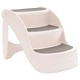 Сгъваема кучешка стълба 3 стъпала кремава 50x38x38 см пластмаса